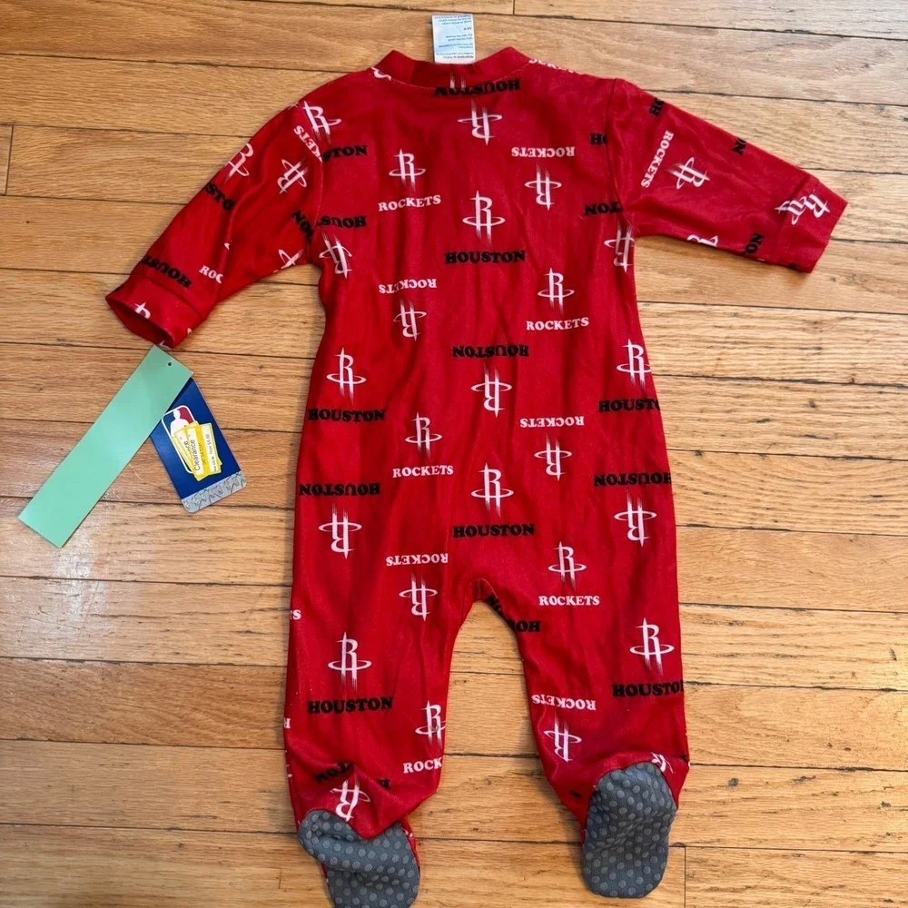 NBA Houston Rockets Infant Footed Sleeper Pajamas Red Fleece‎ 3-6 Months NWT